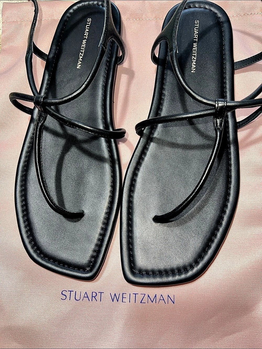 Stuart Weitzman Matilda Flat Sandal Black Flat Sandals US 10.5